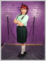  Lady Samantha gunge-tests a finishing school sports uniform featuring Lady Samantha, the noted equestrian 