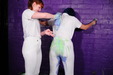 White Jodhpurs and Gunge view details of set gm-4g016, Maude and Miss Abigail drench each other's white outfits with blue and green gloop